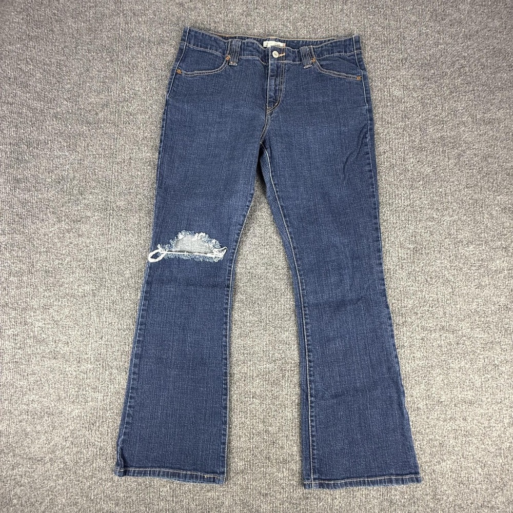 Levi's 525 Bootcut Jeans Womens 14M Medium Wash Mid Rise Distressed Stretch